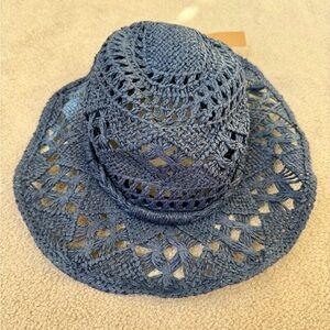 Steve Madden Denim Blue Crochet Sun Hat